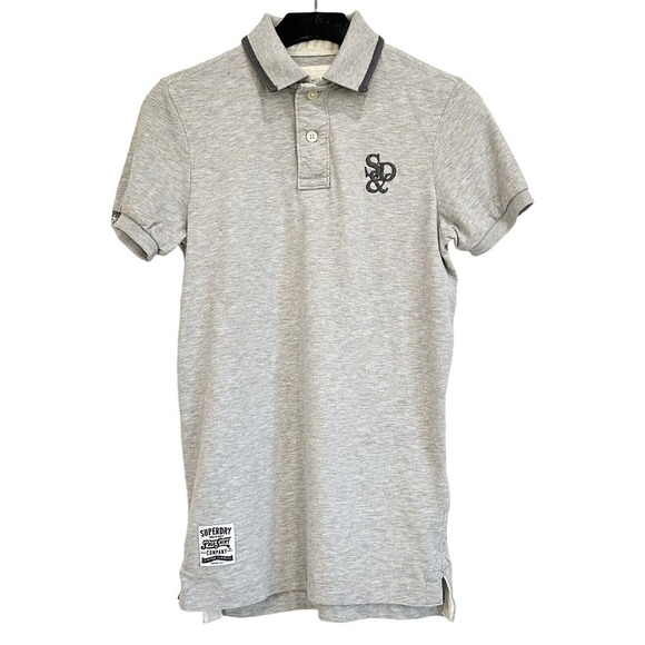Superdry Men's S & D Logo Gray Short Sleeve Classic Polo Shirt Size S NWT $60 - Picture 2 of 7